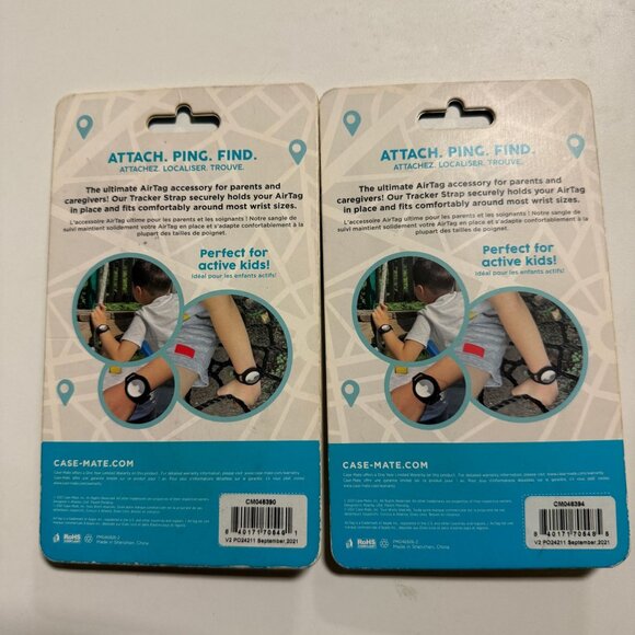 Case-Mate AirTag Kids Bracelet AirTag Case Lime Green and Coral 2PK - Picture 5 of 7